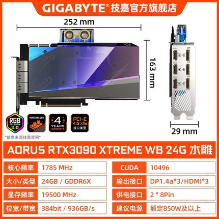 AORUS RTX3090 XTREME WB 24G 分体式水雕